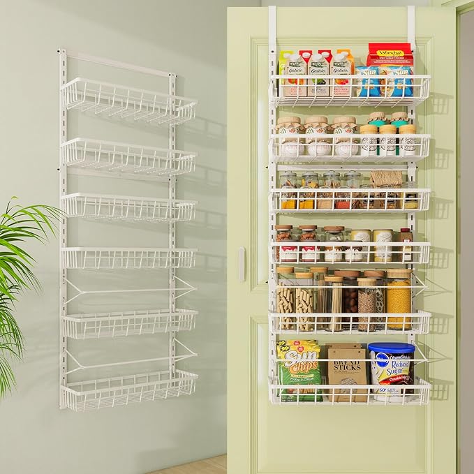 Over The Door Pantry Organizer, Wall Mount Spice Rack, Pantry Hanging Storage