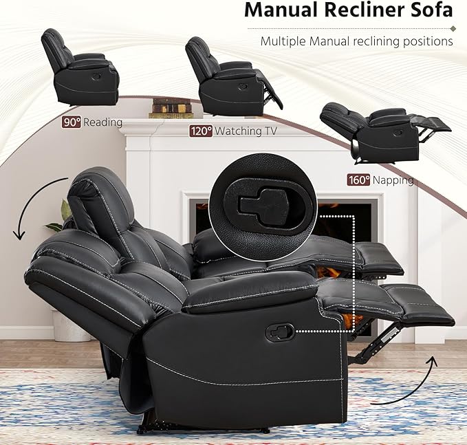 ANJ Premium Genuine Manual Reclining Sofa Set