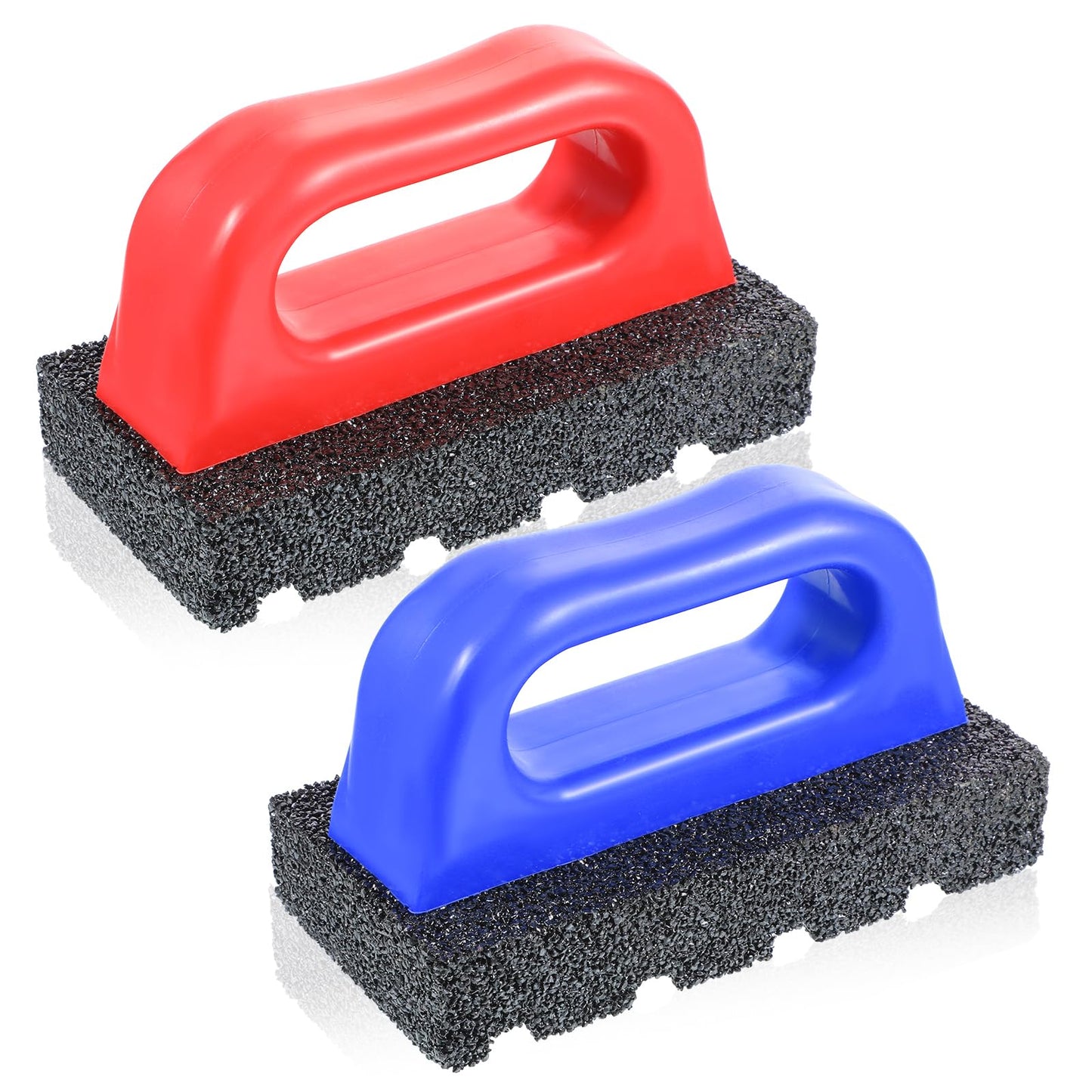 SHENLIU 2 Pcs Rub Brick with Handle Concrete 20 Grit Masonry Tools Smoothing Cleaning Removing Marks Tool Surface Concrete Tools (Red, Blue)