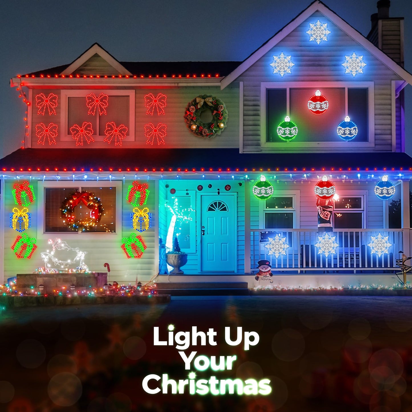 ElectricWise 3 Pack 10'' Christmas Window Lights, 354 LEDs Hi Vibrant Twinkling Lighted Gift Boxes, Waterproof Plug in Christmas Window Silhouette Light Present Decoration for Door Wall, Xmas Decor