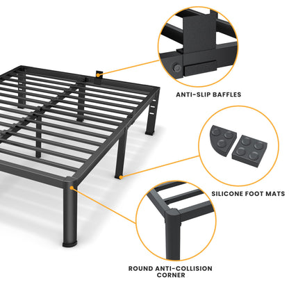 Superay 18 Inch King Size Metal Platform Bed Frame with Round Corners, Storage Space Under High Bed Frame-Heavy Duty Steel Slats Support, Noise Free - Easy Assembly - No Box Spring Needed
