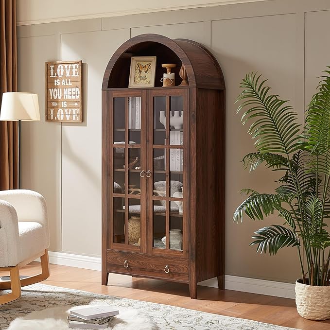 RowyPoey Farmhouse Arched Cabinet