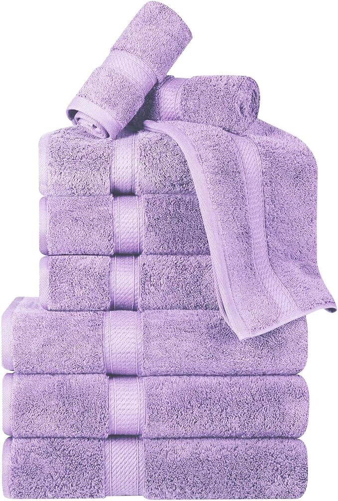 Superior Egyptian Cotton Pile 9 Piece Towel Set, Includes 3 Bath, 3 Hand