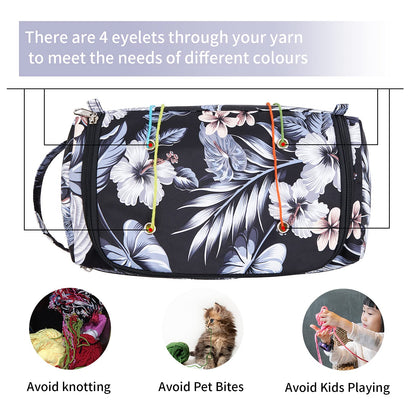 KALIDI Yarn Storage Knitting Bag Yarn Wool Crochet Hook Needles Accessories Organiser Holder Lightweight with Handle Strap