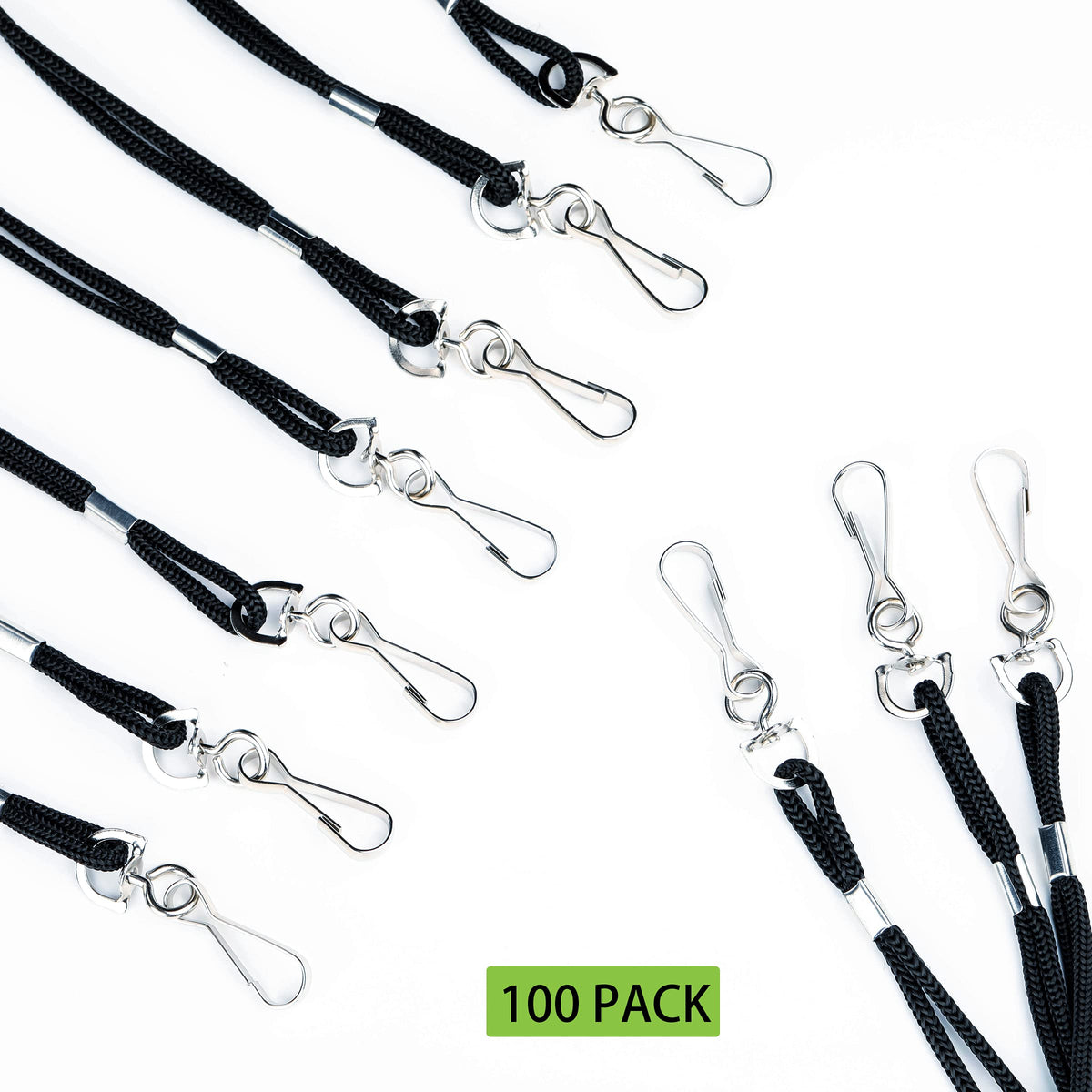 COTODO ID Black Lanyards Safety Badge Lanyard 36" with Swivel Hook 100 Pack