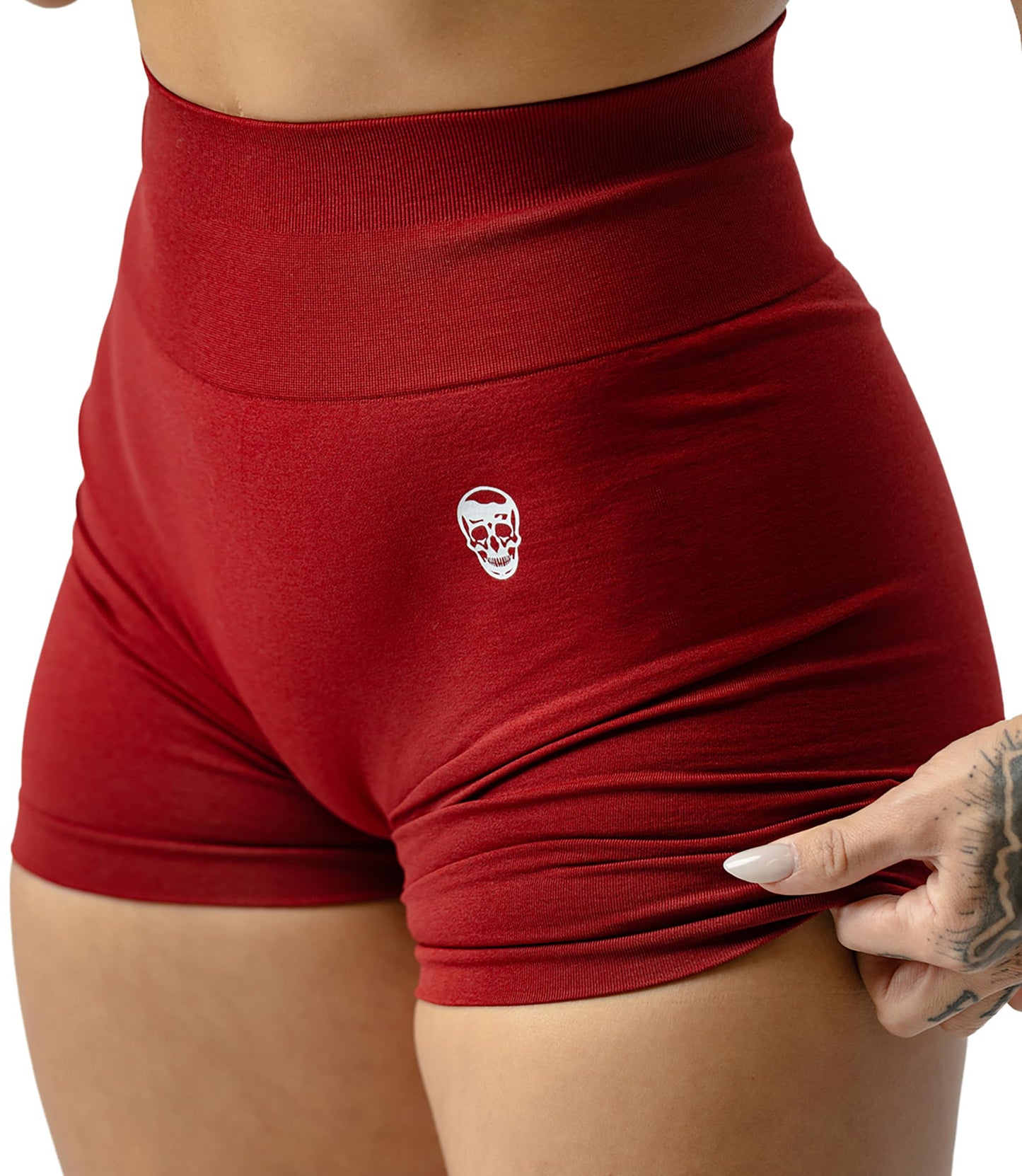 Gymreapers Seamless Shorts Infinity High Waist Biker Workout Scrunch Shorts for Women Athletic Gym Running Pilates Yoga Sport Short (Bloodshot Red)