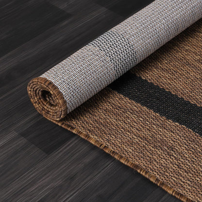 Luul Home Bordered Outdoor Rug 9x12 Washable Outside Carpet for Indoor Patio Porch Waterproof Easy Cleaning Non Shedding Area Rugs Nut Brown - Black 9 x 12