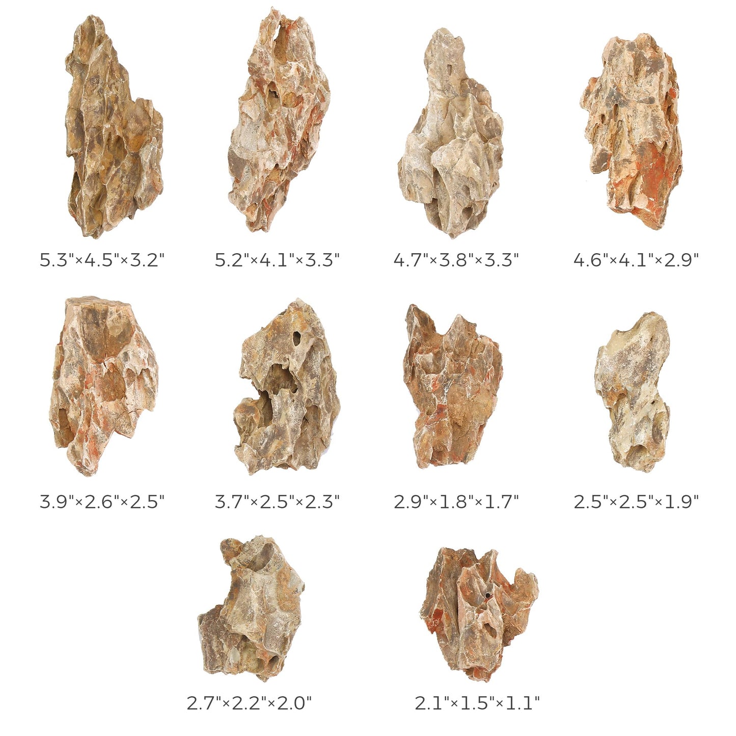 FISCAPE 10 Natural Aquarium Rocks 2" to 4" Perfect Rocks for Aquariums, Landscaping Model,Tank Decoration, Amphibian Enclosures-Dragon Stones