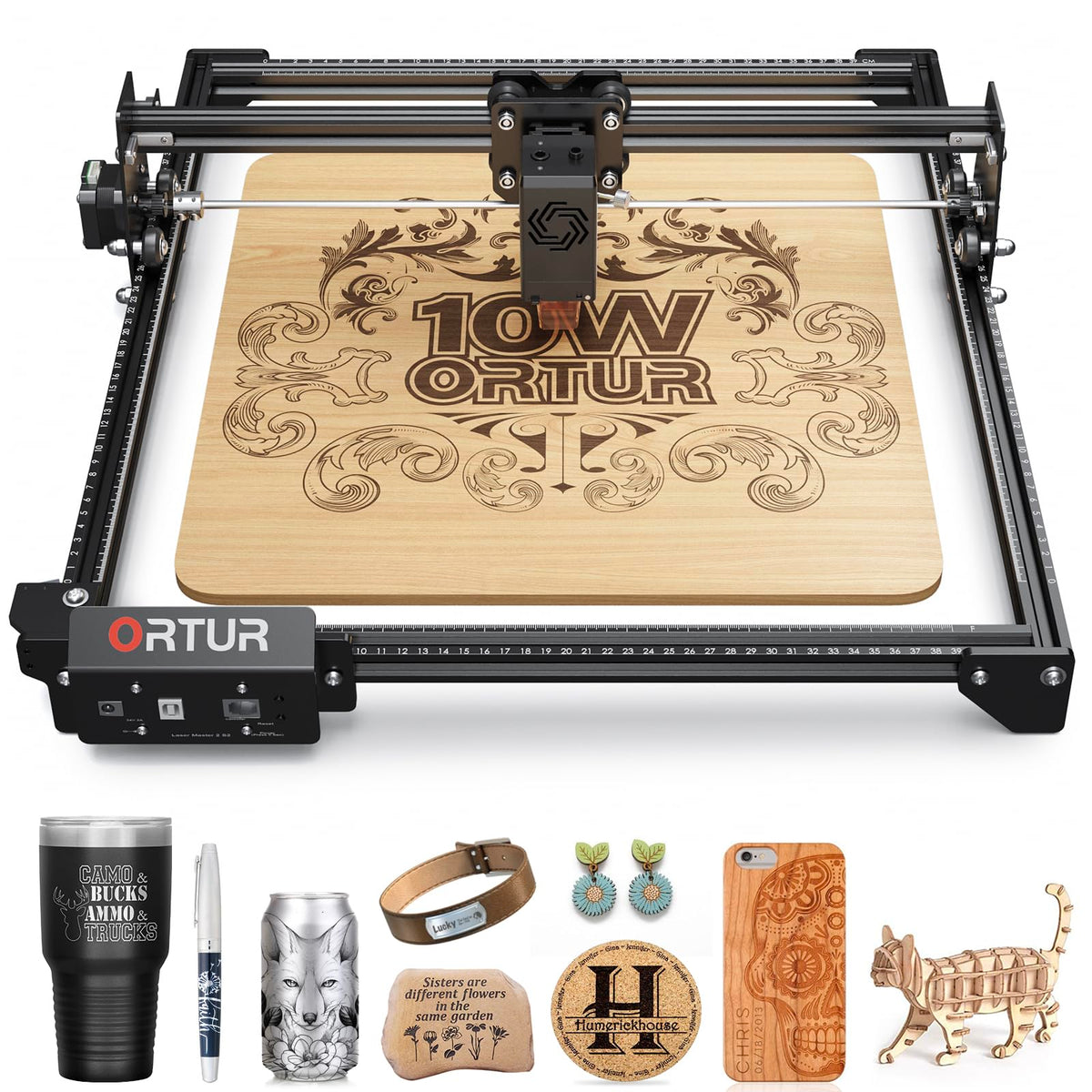 ORTUR Laser Master 2 S2 LU2-10A Laser Engraver Laser, 10000mW Engraving Cutting Machine, Class 4 High Accuracy Laser Cutter, DIY Laser Marking for Metal