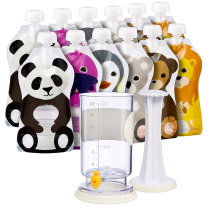 The Filling Station: Squooshi Food Pouch Filler + 12 Large 5 oz Pouches/The Food Pouch Maker for Baby Food Storage and Snack Food Pouches