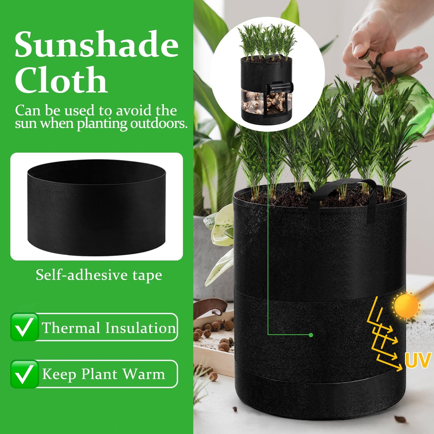 2 Pack 15 Gallon 360°Visible Potato Grow Bags,Heavy Duty Thickened Nonwoven Fabric Planter Bags with 2 Clear Harvest Windows&Removable Shading Cover,Reinforced Handles,Vegetable Grow Bags with Labels