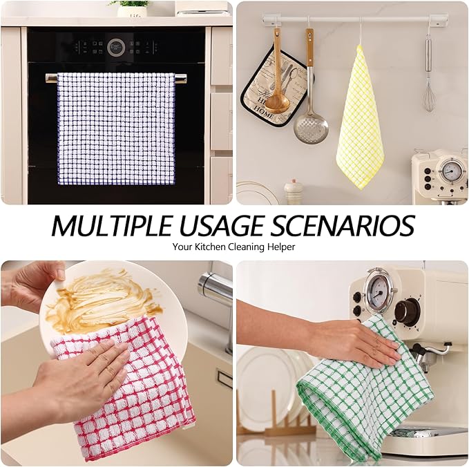 Homaxy Kitchen Towels and Dishcloths Set, 16 x 25 and 12 x 12 Inches, Super