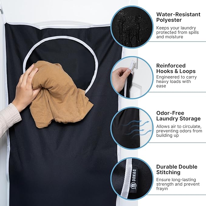 Hanging Laundry Hamper Bag XL 40x22", Space Saving over the Door Storage Bags