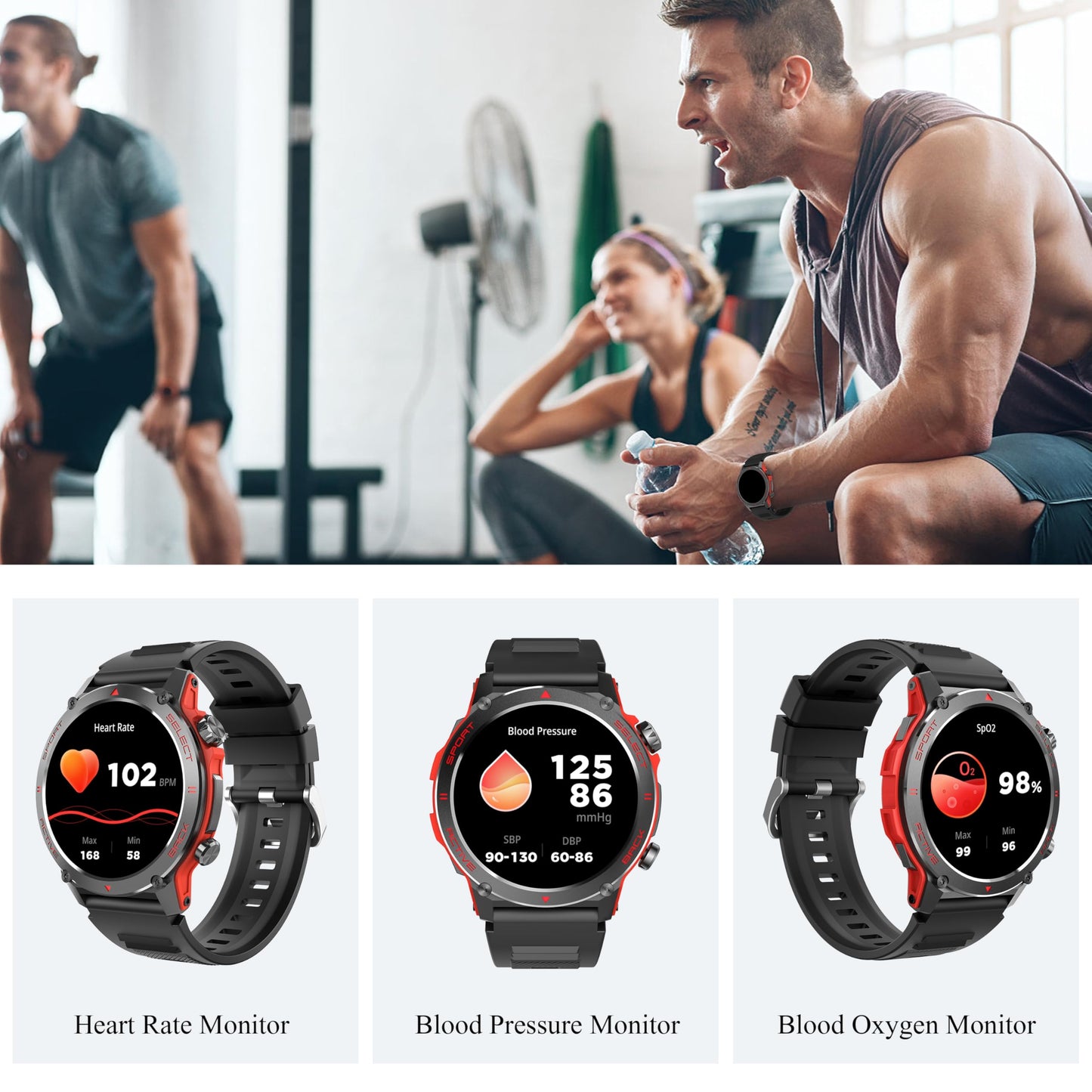 Smart Watch, 1.43''AMOLED 45mm Military Smartwatch Men Women Answer/Make Call, Digital Fitness Watch, 110+ Sports, Blood Pressure, Heart Rate, Stress Monitor Sports Watch for Android or iOS
