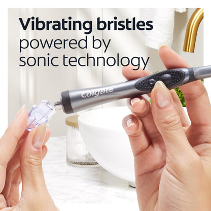 Colgate 360 Vibrate Charcoal Battery Operated Toothbrush Pack, Soft with 1 AAA Battery Included, Black, 2 Count