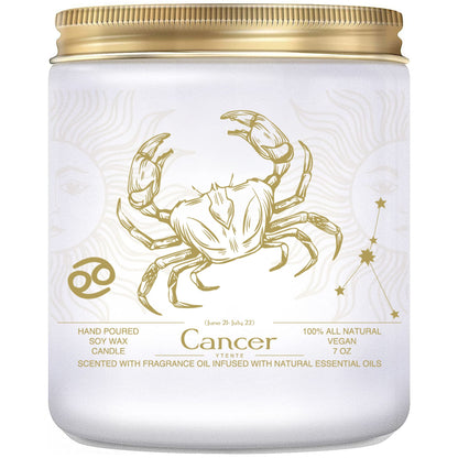 YTENTE Cancer Candles, Cancer Gifts for Women Zodiac Sign Crystals Candles Jar,Astrology Scented Soy Candles for Women Mom Friends Sister Daughter Birthday Mother's Day Gift