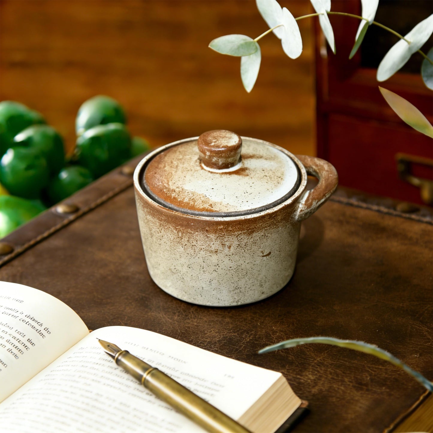 BSTUR 2 Pack Speckled Ceramic Salt Cellar with Lid – Rustic Farmhouse Ceramic Salt Holder, Countertop Bowl, Storage Container, Well Dish Jar for Spices (Retro Color)