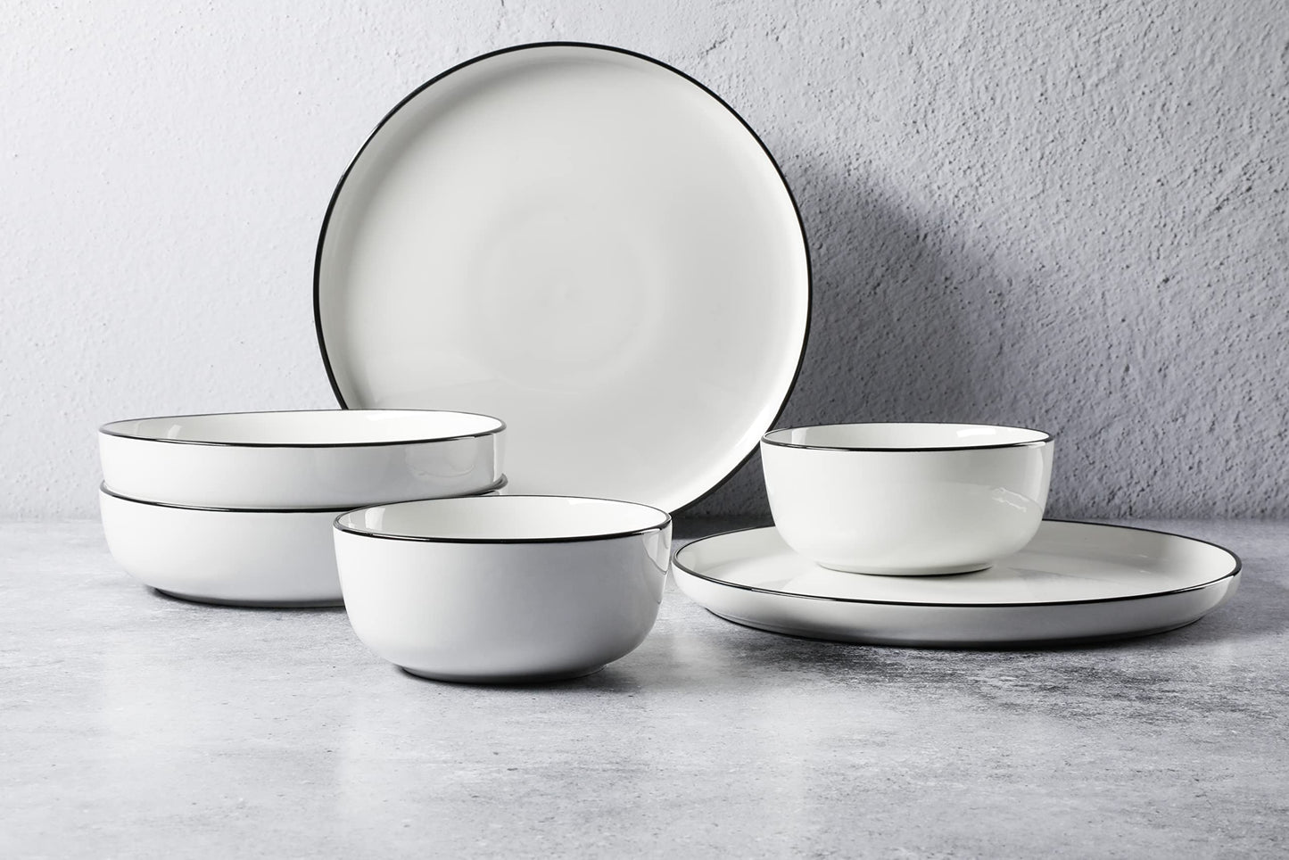 Gibson Home Summer Shades 16 Piece Plates and Bowls Dishes Service for 4 Porcelain Dinnerware Set - White
