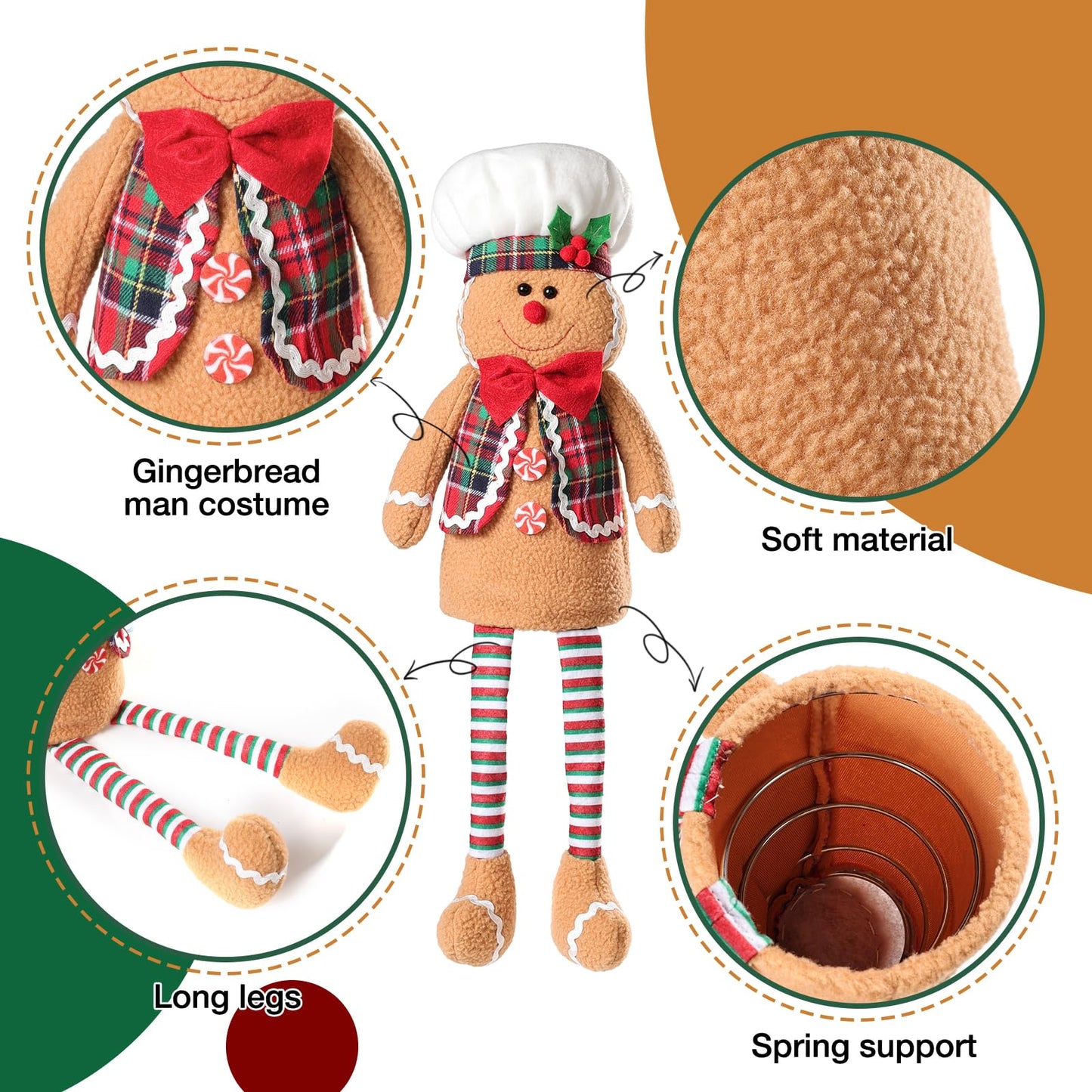 Gingerbread man Christmas Decorations, Christmas Tree Topper Gingerbread man, Funny and Unique Christmas Tree Decorations