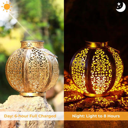 OxyLED 2 Pack Solar Lanterns for The Garden, Solar Garden Lamps Hanging Lantern IP44 Waterproof LED Solar Decorative Landscape Lighting for Patio Backyard Pathway Warmwhite