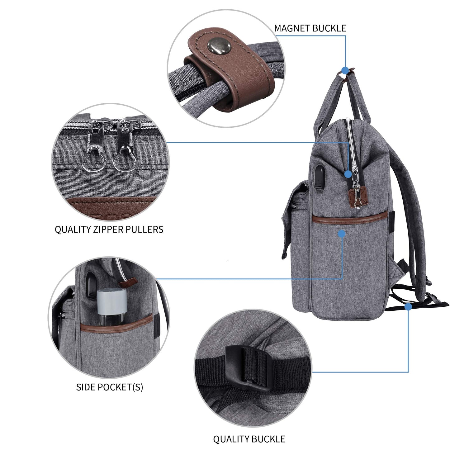 KROSER Laptop Backpack 15.6 Inch Stylish Computer Backpack with USB Charging Port Water-repellent College Daypack Travel Business Work Bag for Women/Men