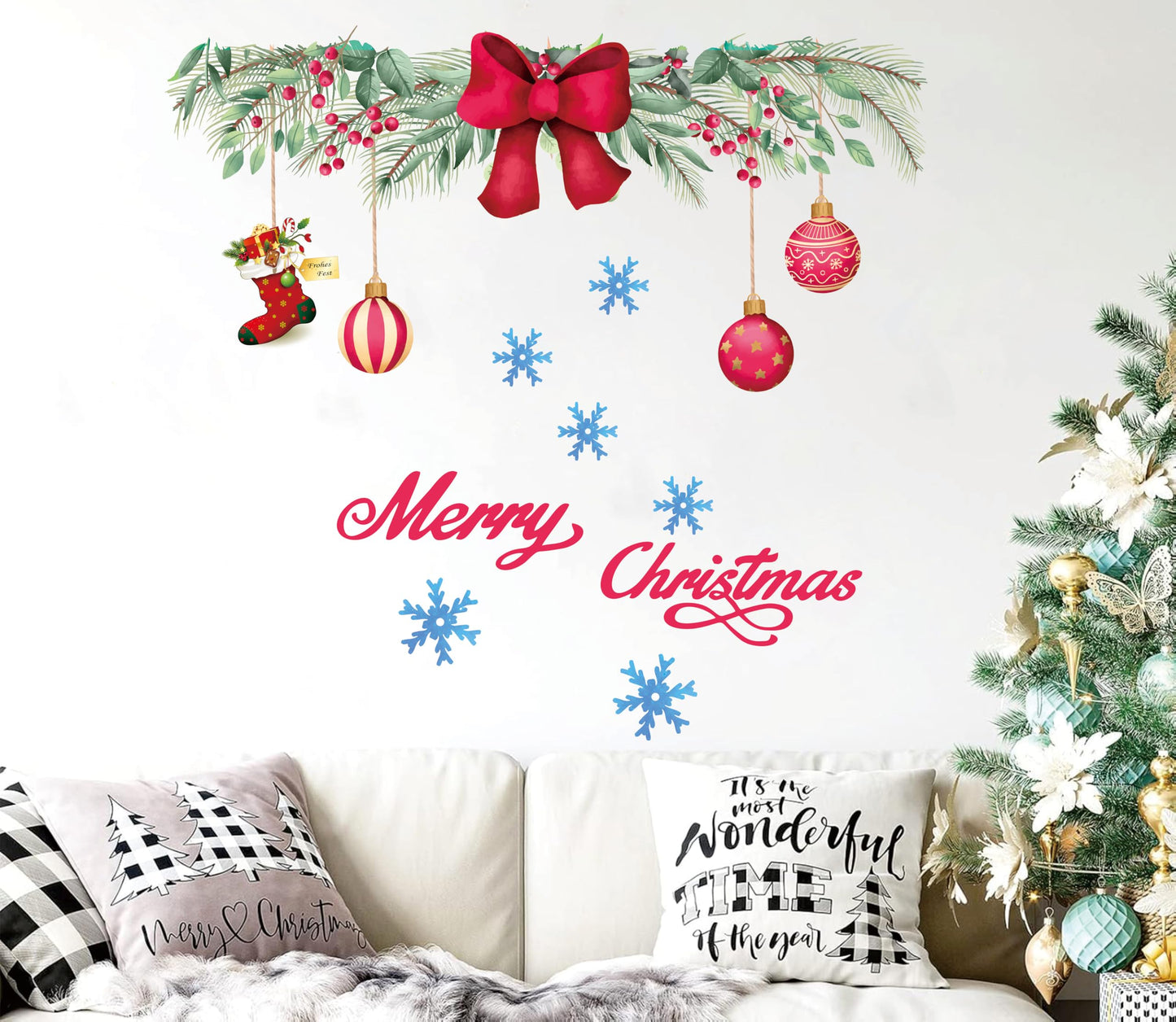 Merry Christmas Wall Decals Christmas Wall Decor Snowflake Decals Xmas Holiday Party Supplies Home Decor