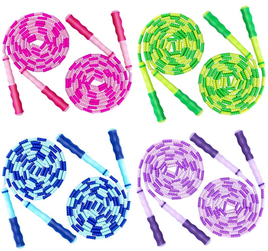 TYSISKNO 8 Pack Kids Jump Rope for Girls and Boys, Soft Beaded Jump Ropes for Kids, Adjustable Skipping Rope, Tangle-Free Segmented Rope for Kid and Women Men Adults Exercise, Keeping Fit, Training -