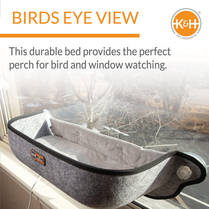 K&H Pet Products EZ Mount Thermo-Kitty Window Bed Extra-Deep Gray 27 X 10 X 11 Inches