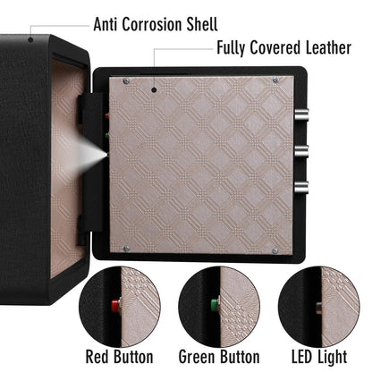 Tenamic Biometric Fingerprint Safe Box 1.41 Cuft Security Box with Induction Light and Leather, Solid Alloy Steel Home Cabinet Safe, Black