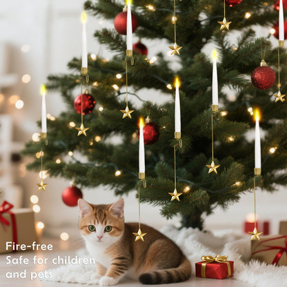 Christmas Tree Candles, 10 Pack Flameless Taper Candles for Christmas Tree Decor, Fake LED Candle Battery Operated with Remote for Xmas Wedding Home Gift with Gold Star Hook