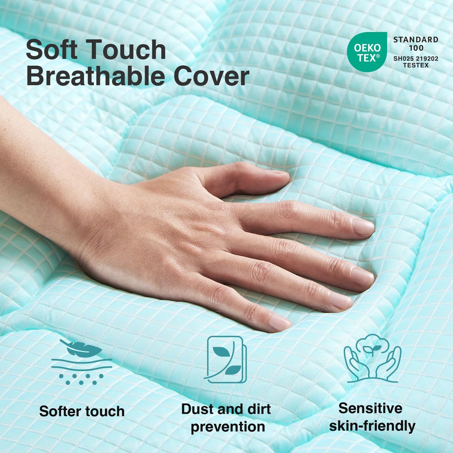 Novilla Queen 3 Inch Dual Layered Mattress Topper with 2 Inch Gel Memory Foam & 1 Inch Cooling Pillow Top Cover, Pressure Relieving Breathable Bed Topper for Back Pain Support, Certi-Safe