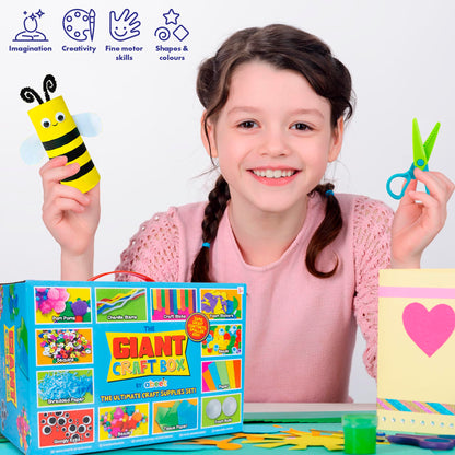 abeec Giant Craft Kit for Kids | 1000+ Piece Art & Craft Supplies Box | DIY Arts Set with Pom Poms, Beads, Stickers & More | Creative Activities for Boys & Girls | Gift for Ages 5+