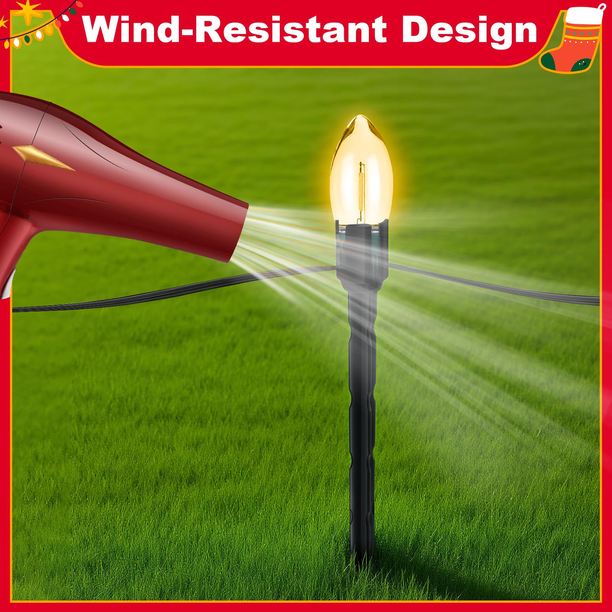 60 Pcs 7.5 Inch Christmas Light Stakes, Christmas Yard Stakes for C7 C9 Christmas Lights, Garden Path Walkway Holiday Decorations(Black)
