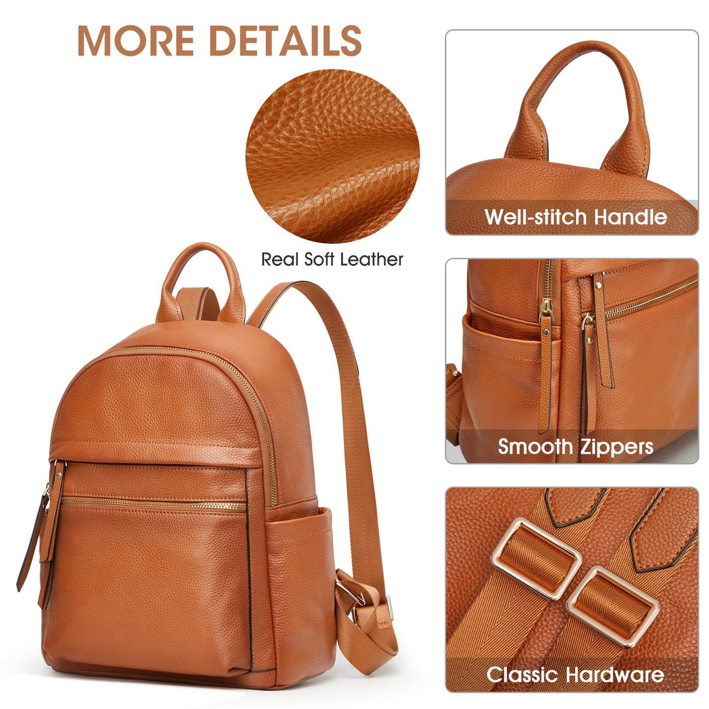 Kattee Women Real Leather Backpack Anti-Theft Rucksack Fashion Shoulder Bag Purse Fits 11inches Tablet