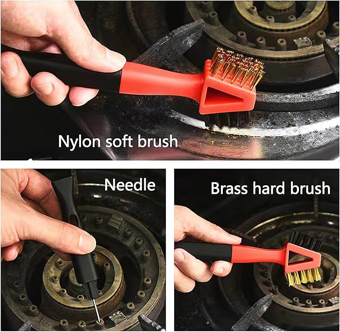 3Pcs, Brass Brush, Wire Brush, Metal Brush, Nylon Brush, Rust Cleaner