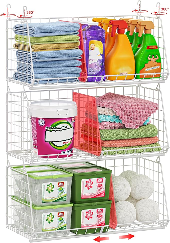 23.62” Extra-Long Under-Shelf Hanging Laundry Basket Organizer, Fits Wire