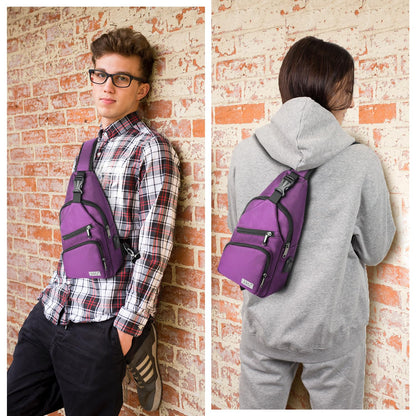 AMJ Crossbody Sling Bag Men Women, Casual Shoulder Backpack, Chest Daypack Satchel for Hiking Travel