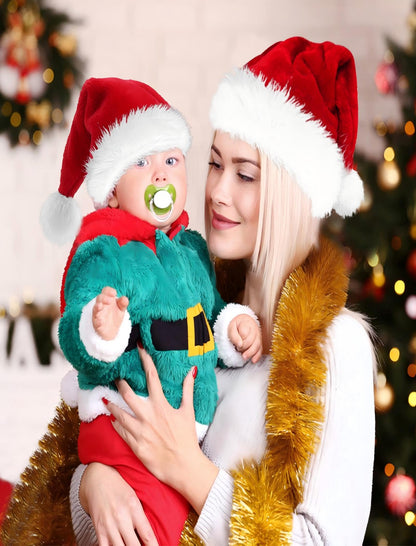 Haomaomao Christmas Hats for Adults Santa Hat Red Double Thicken Velvet Warm Comfort Holiday Unisex Xmas Hat for New Year Festive Festival Party
