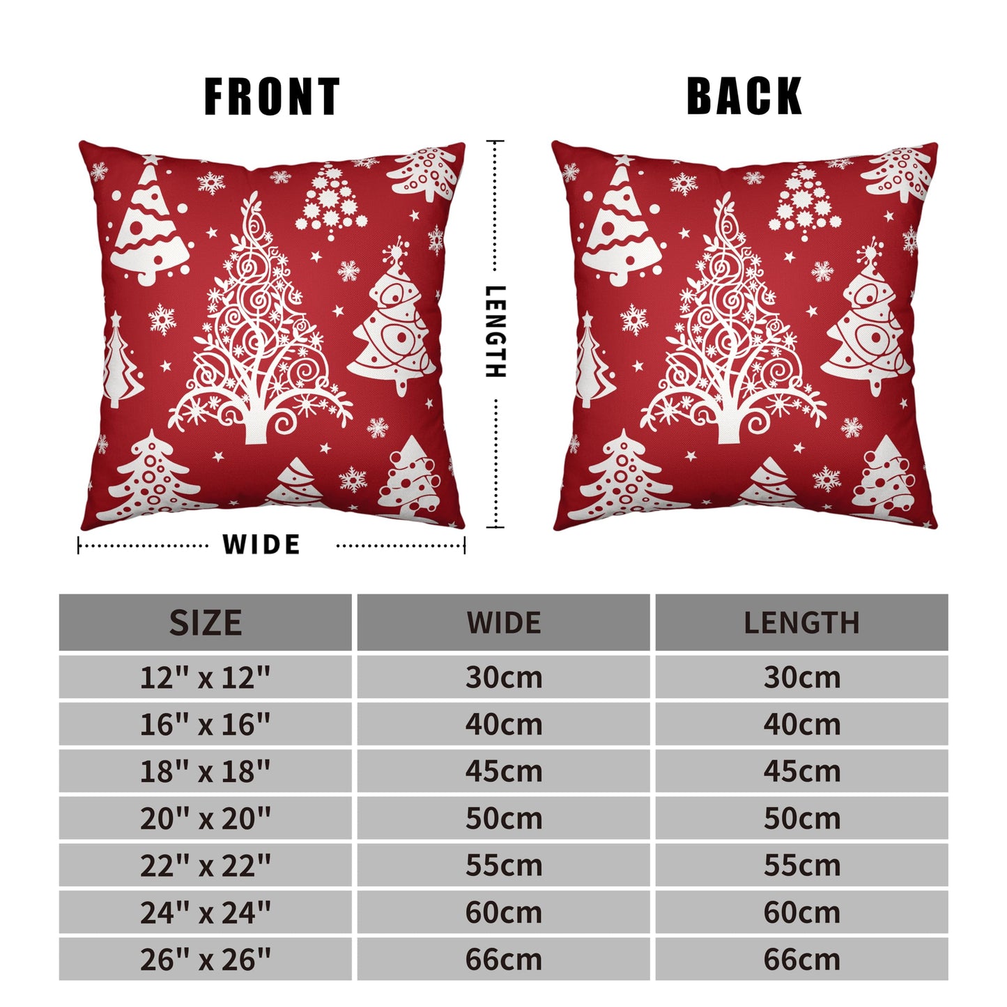 Kwlegh Red Christmas Pillow Covers 18x18 Winter Xmas Tree with Snowflakes Decorative Pillow Covers Set of 2 Holiday Cushion Case for Christmas Decorations Living Room Outdoor