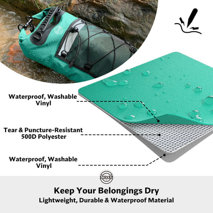 STOVER 5/10/25/30/40/55L Waterproof Dry Backpack & Phone Case- Medium Floating Dry Bag for Kayaking, Travel, Hiking, Fishing, Camping, Motorcycles & Beach, Heavy-Duty Roll Top Men/Women (Teal)