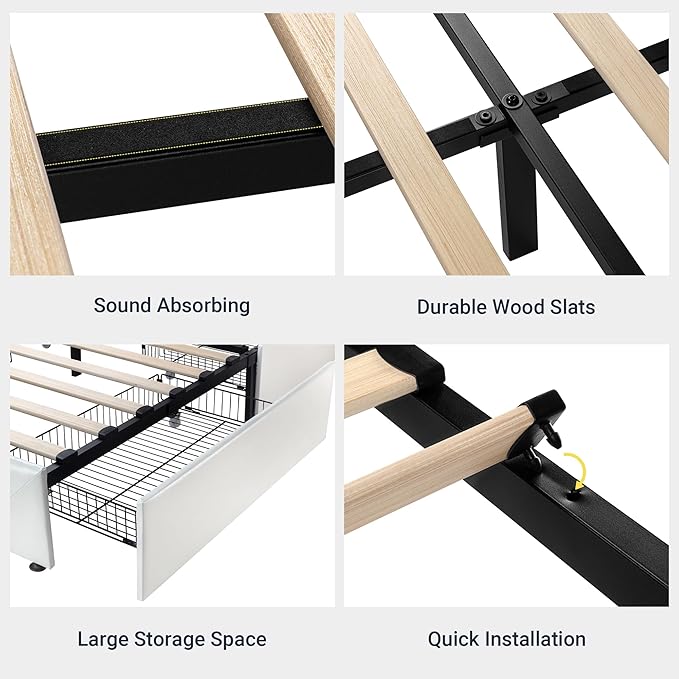 Allewie Upholstered Queen Size Platform Bed Frame