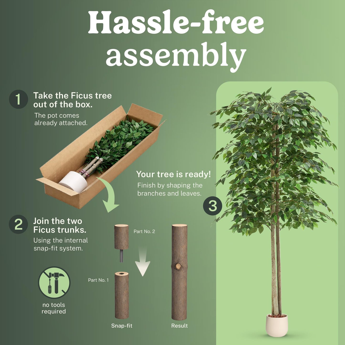 Maia Shop 2 Pack 6ft Artificial Ficus Tree Indoor - Tall Faux Plant with Natural Wood Trunk in Designer Pot with Wood Chips - Fake Plant for Home Office & Living Room Decor