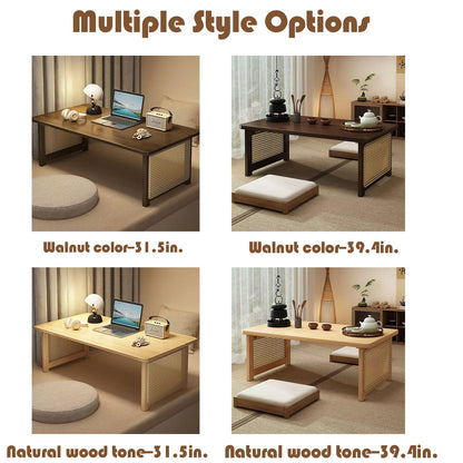 YHGSYXL Japanese Floor Table Bamboo Folding Coffee Table Portable Solid Wood Japanese Coffee Table, No Assembly Japanese Dining Table for Sitting on The Floor, Easy Storage(39.4 * 18.9 * 13.8in.)