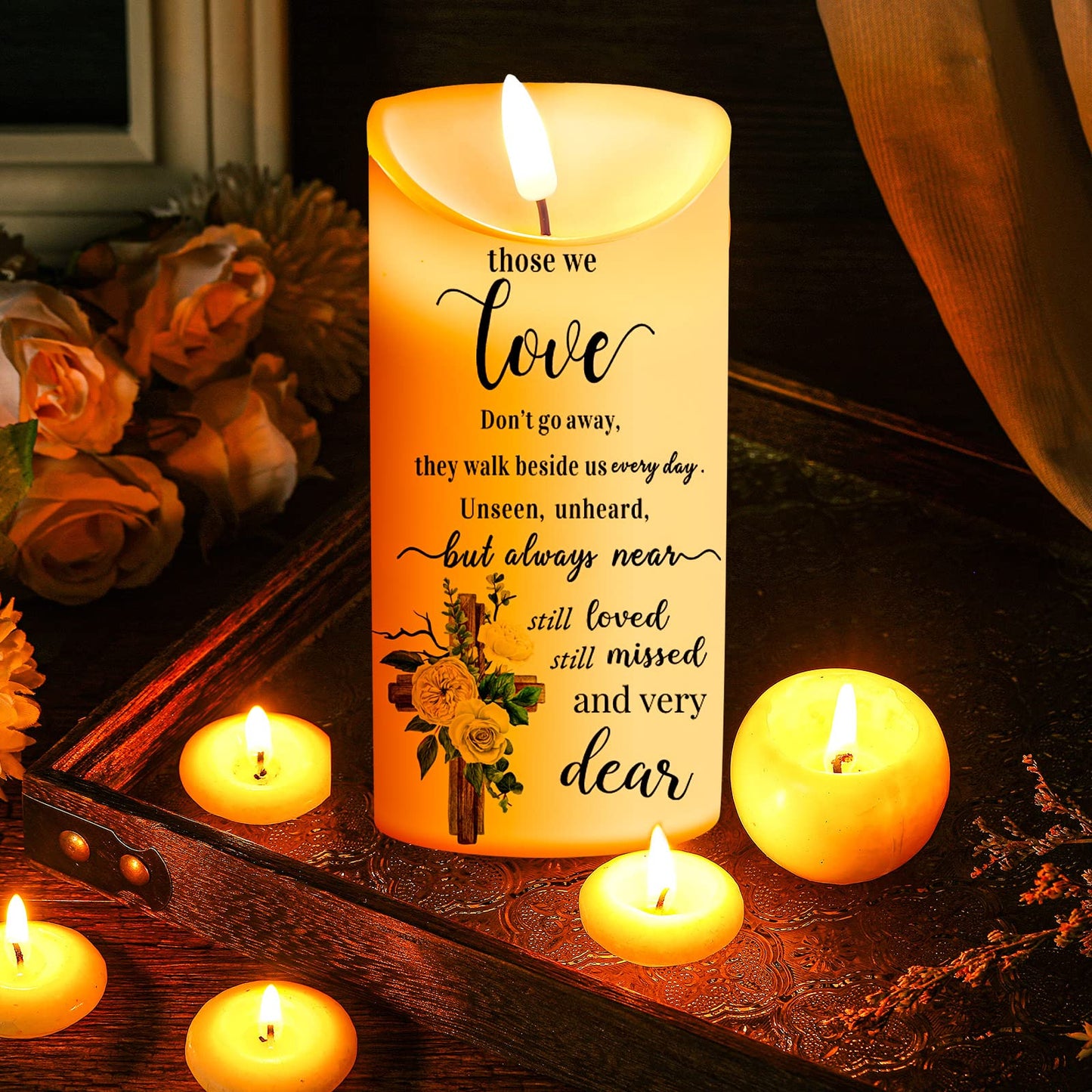 Gerrii Memorial Candles Sympathy Gifts LED Flameless Cardinal Bereavement Candles for Loss of Loved One Sympathy Cardinal Gifts Battery Candle for Prayers(Bright Style)