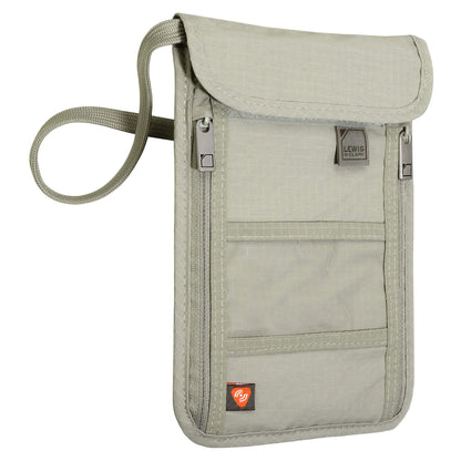 Lewis N. Clark RFID Blocking Stash Neck Wallet, Travel Pouch + Passport Holder for Women & Men, Taupe