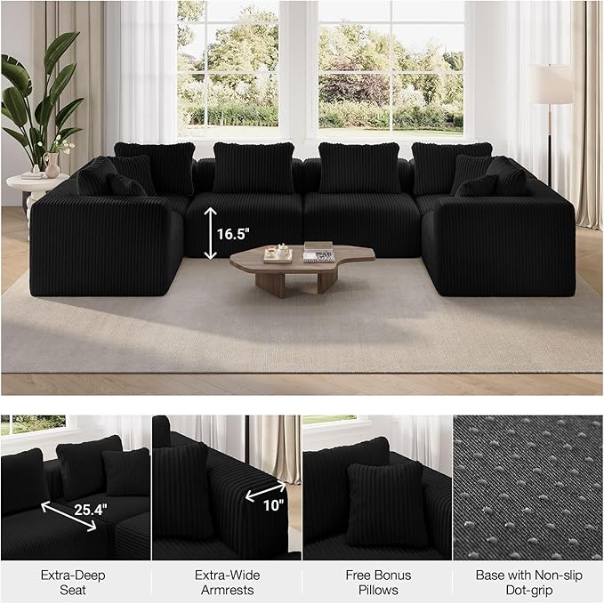 Novilla 106" Modular Sectional Sofa, Modern Cloud Sectional Couch