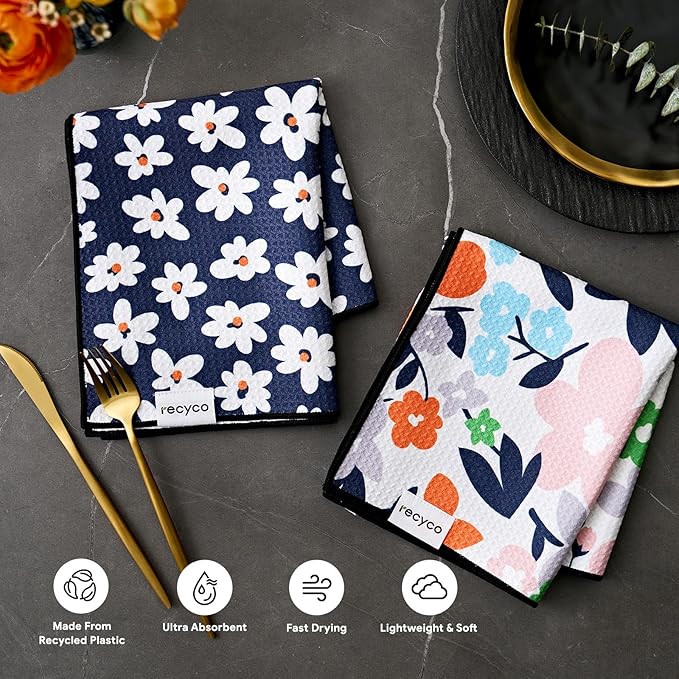 RECYCO Waffle Kitchen Towel Set of 2
