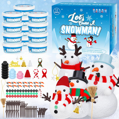 12 Pack Christmas Craft, DIY Snowman Kit for Kids, Build a Snowman Kit Indoor Decorations, Creative Kids Air Dry Modeling Clay, Xmas Activities Snowman Making Kit Toys for Holiday Favor Supplies