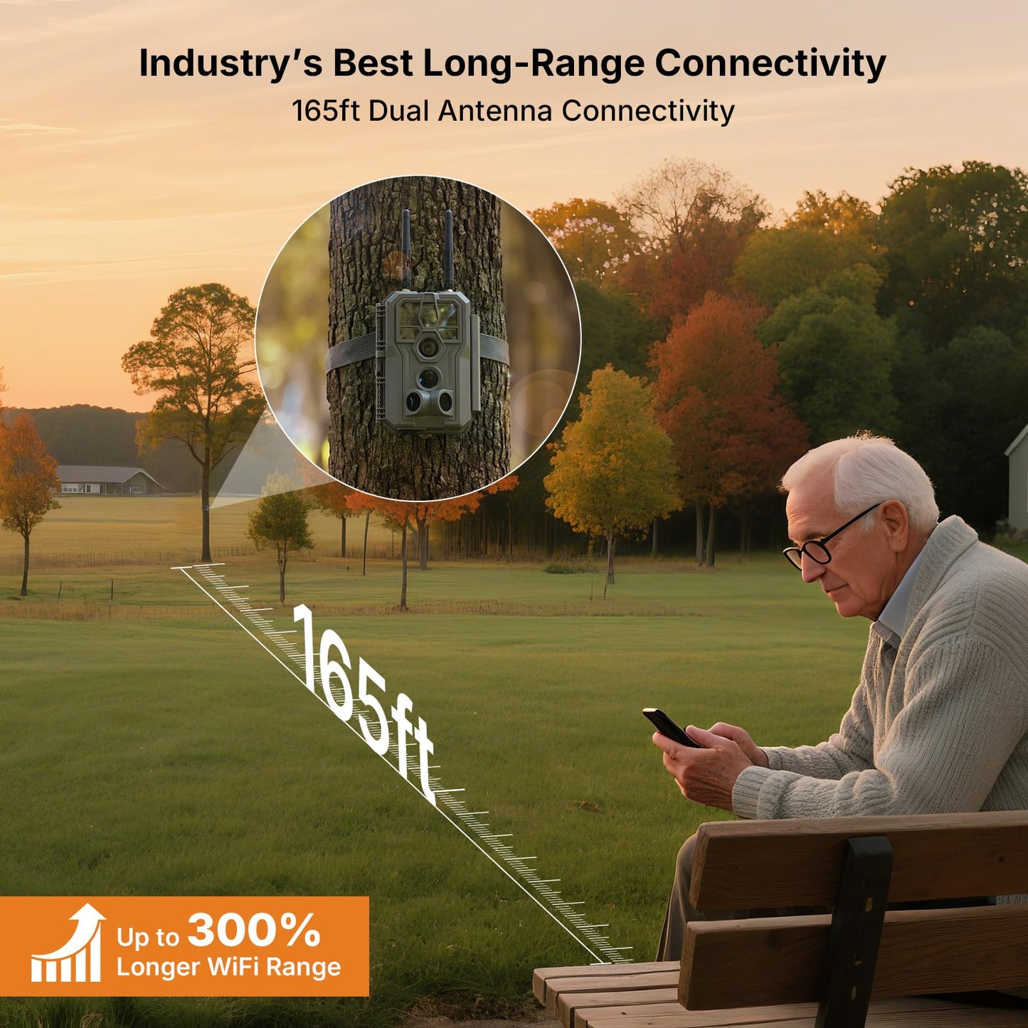 GardePro E8 2.0 Pro Solar WiFi Trail Camera (Non-Cellular), Dual Antennas, Stable Connection, 4K Video, Rechargeable Battery, On-Site Viewing, No-Glow Night Vision, Motion Activated