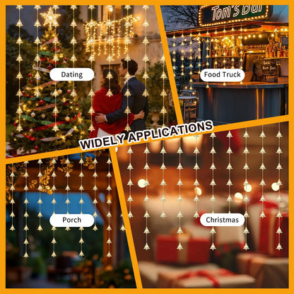 Patioman Christmas Tree Curtain Lights, Warm White Window Lights 70 LEDs Hanging Light with Remote Fairy Led Twinkle String Lights Home Bedroom Wall Ceiling Décor for Christmas, Wedding, Party